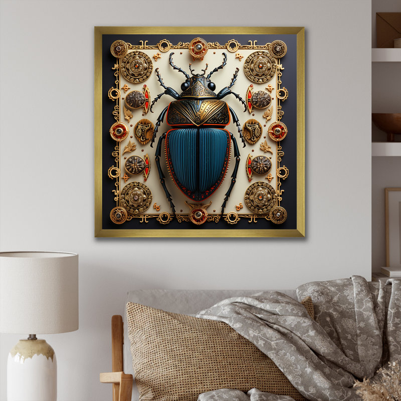 Mystical Beetle 3 - insectes et insectes, art mural, Cadre doré simple, H 16 po x l 16 po x P 1 po