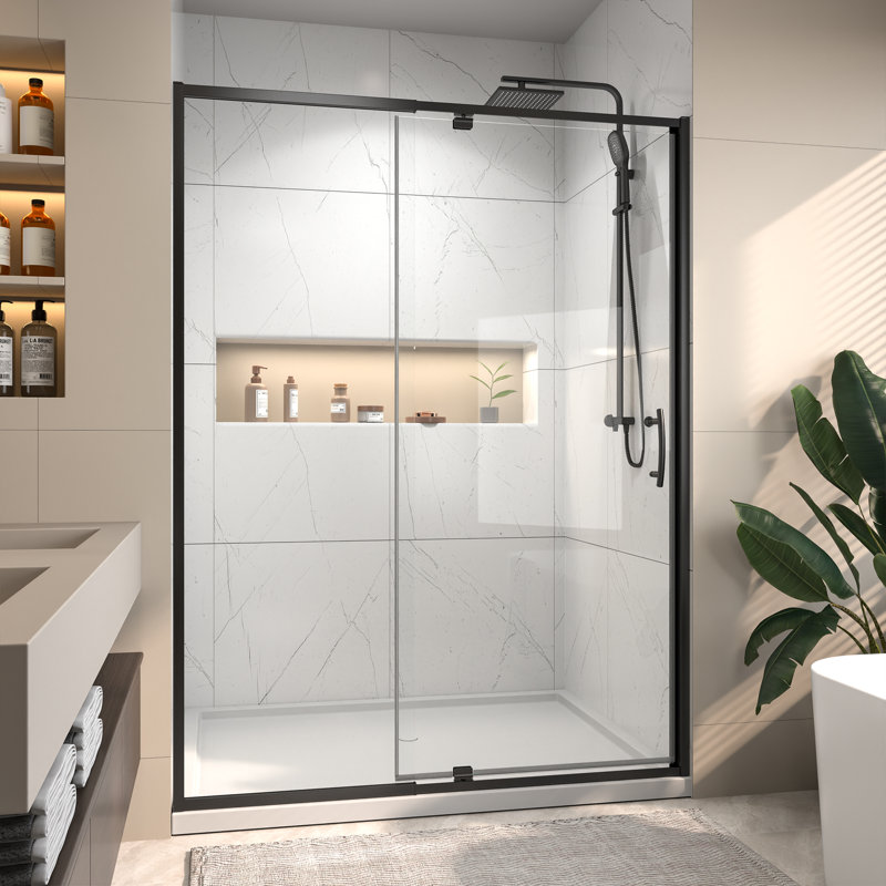 Porte de douche coulissante simple demi-cadre l 50 "- 54" x H 71 "