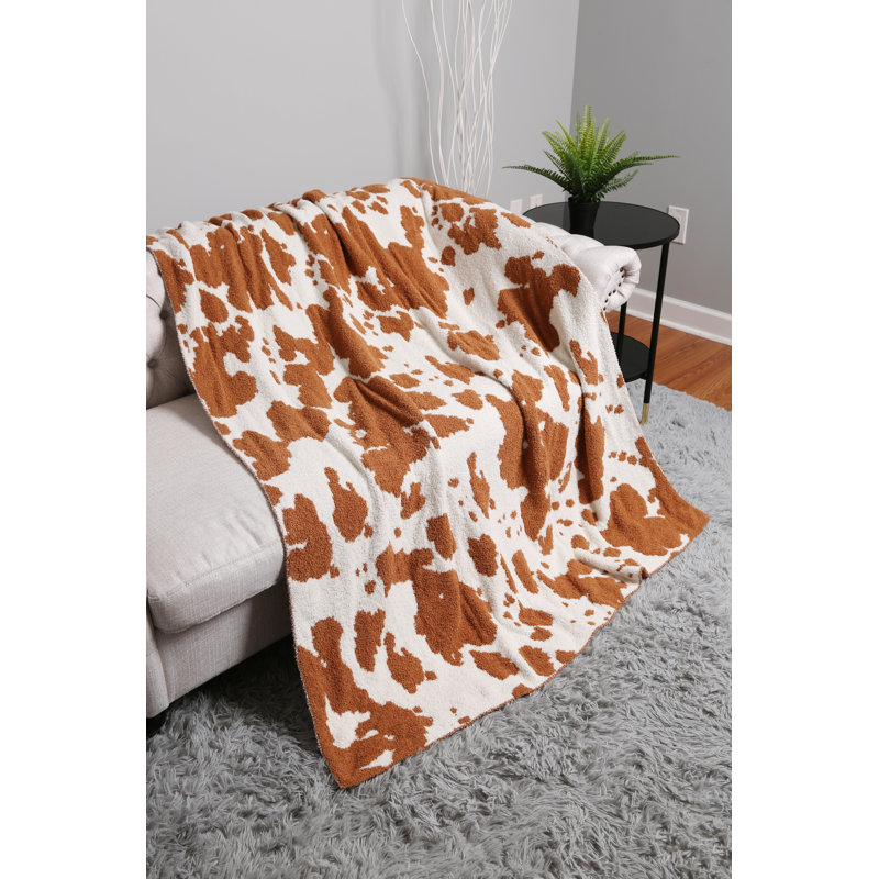 Cow Pattern Luxury Soft Throw Blanket, Brown
