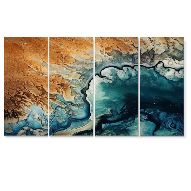 Rothsons - art mural vagues 4 pièces, H 28 po x l 48 po