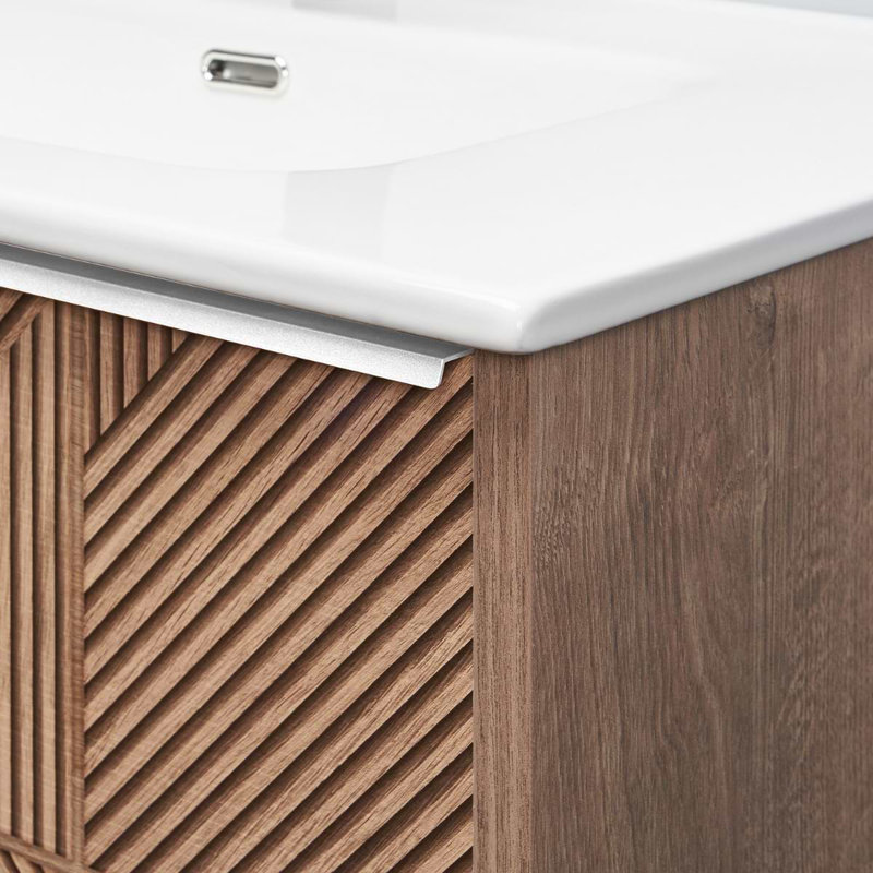 Kora 39.76" Wall Mounted Single Bathroom Vanity with Top, Silver