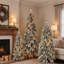Ensemble de 3 sapins de Noël enneigés à cascade, sapins pleureurs floqués préilluminés avec télécommande, sapins de Noël fins de 1,20 m, 1,50 m et 1,80 m avec 8 modes d'éclairage pour la décoration intérieure des fêtes