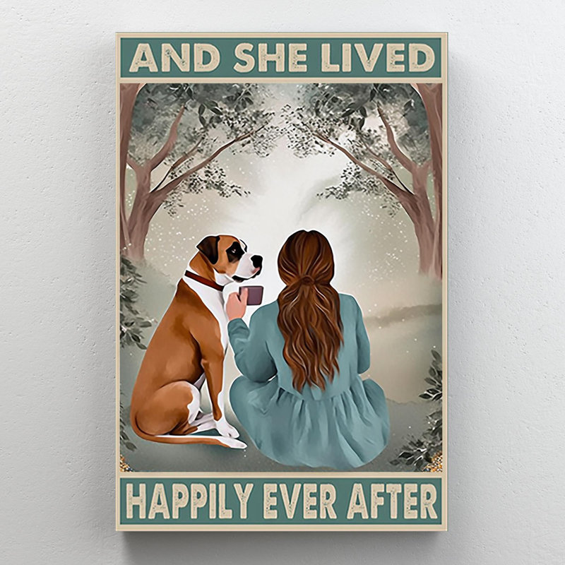 «Boxer Dog and She Lived Happily», impression sur toile tendue, H 14 po x l 11 po x P 1,25 po