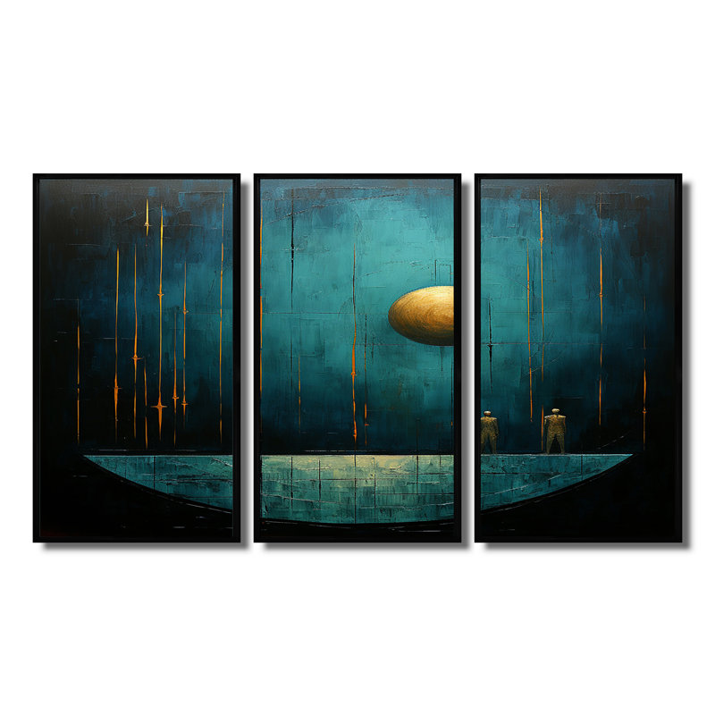 Ensemble d'art mural Zaylee, Cadre flottant noir, H 40 po x l 60 po x P 1 po