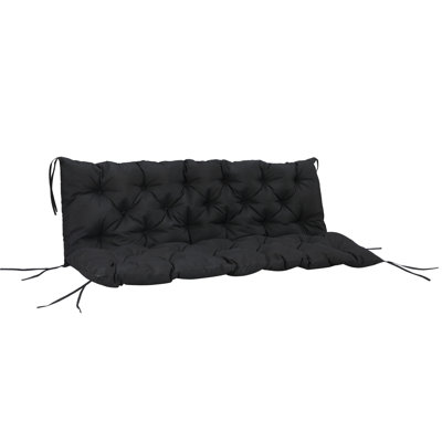 Coussins de banc d'extérieur touffetés 3 places - l 59 po x l 38,5 po rembourrés avec dossier rembourrés, noir