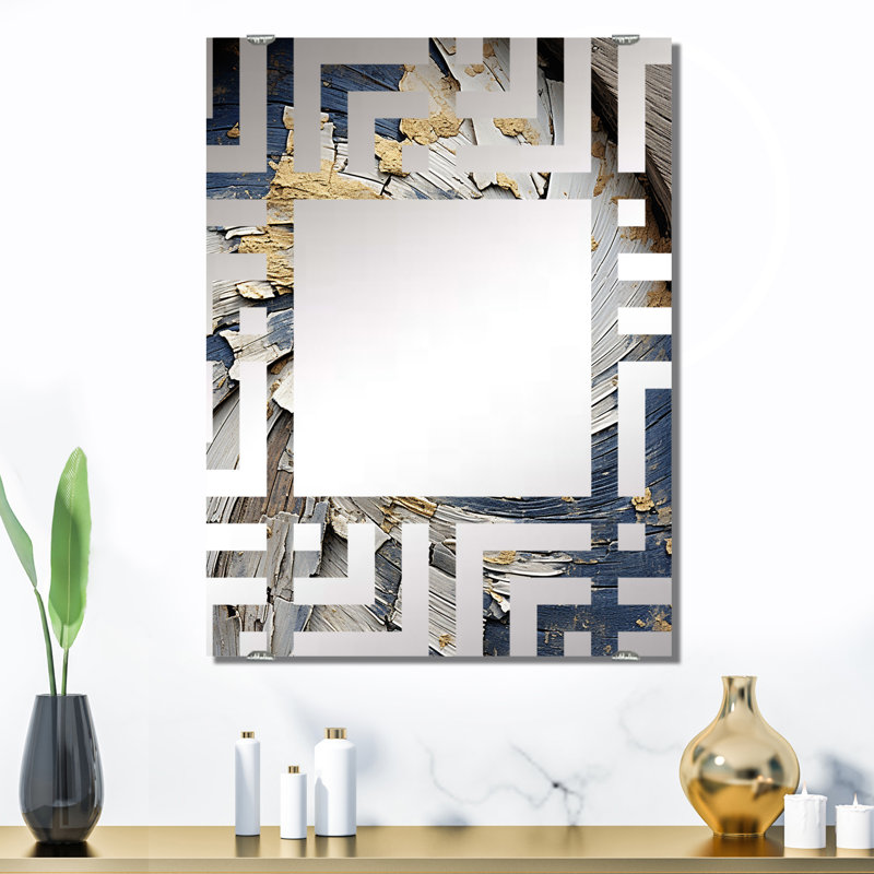 Ferdous - Grand miroir mural abstrait MIR137944, 32 po x 24 po