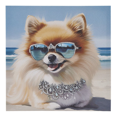 Fascinating Pomeranian Wall Canvas Artwork - Elevate Room Decor 16"x16"x1 Dog Themed Hanging Decorate With Grace 16"x16" 1d