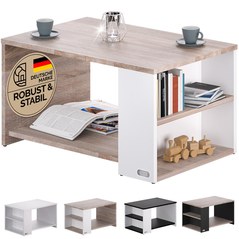 Santa Cruz Coffee Table with Storage, White, Oak