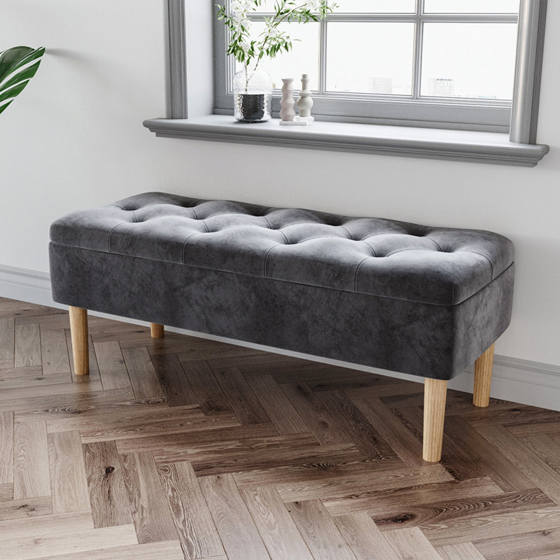 Jase Upholstered Storage Bench, Grey