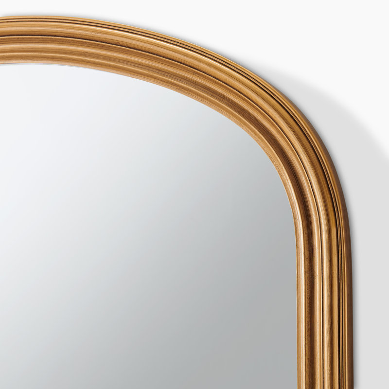 Cecil Solid Wood Freestanding Overmantle Arch Mirror - Modern Regency Design, Gold