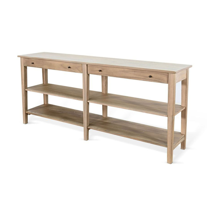 Console Meny, 71 po avec tablettes, bois massif brun, Brun blé