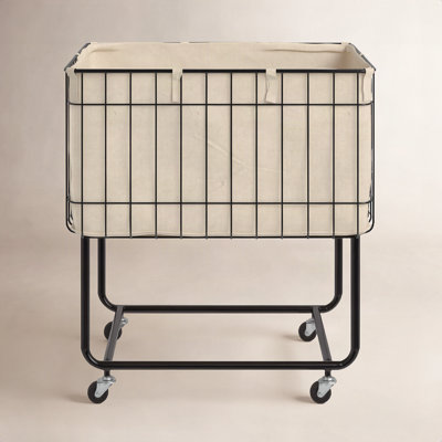 Wire Basket Rolling Laundry Cart