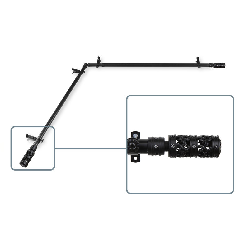 Tringle à rideaux simple Fyffe, Noir, 66 po à 120 po