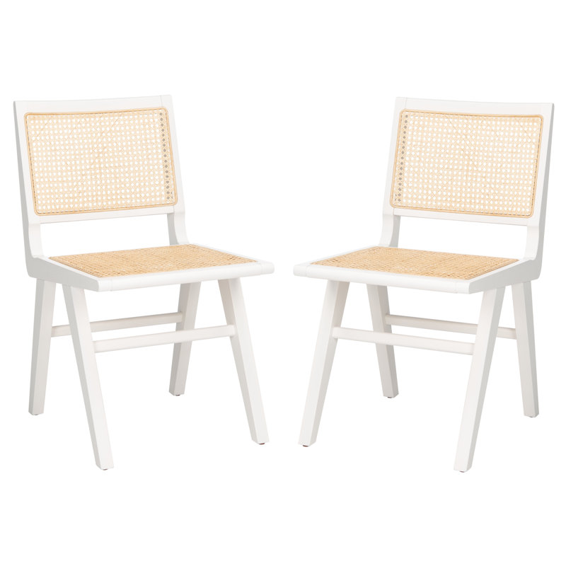 Chaise de salle à manger Atticus Cane, Blanc / Naturel