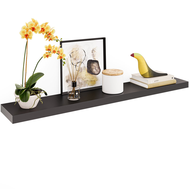 Tablette murale flottante 48 po Miami, Noir, H 1,5 po x l 48 po x P 8 po