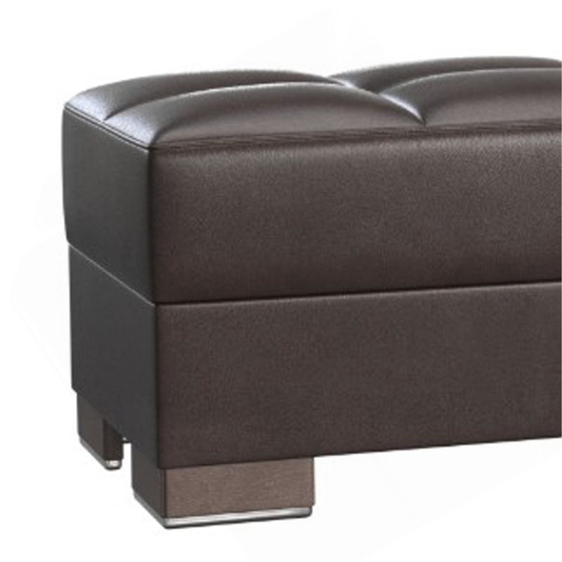 Repose-pieds rembourré en bois avec rangement Collection, Brun
