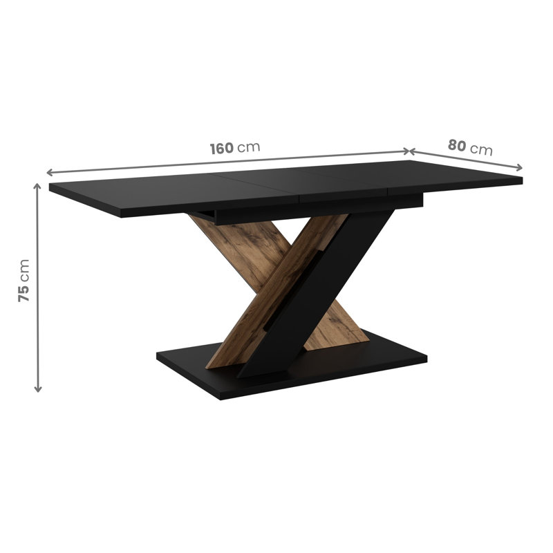 Extendable Dining Table, Black & Wotan Effect