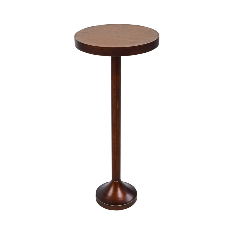 Jilyn Small Pedestal End Table Metal Base Side Table, Drinking Table w/ Scratching Distressed Finish