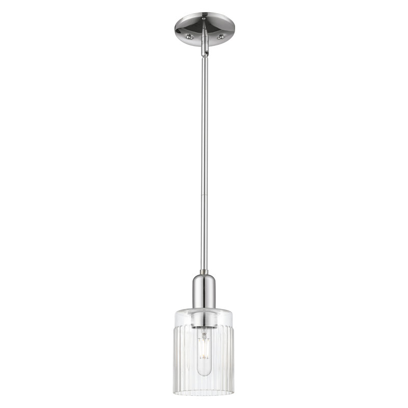 Arcadia - Hadley - Mini-luminaire suspendu avec tige 5 po 1 lumière, Clair, Chrome poli