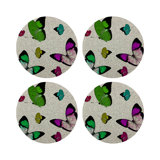 Butterflies Vegan Leather Round Pebble Placemat