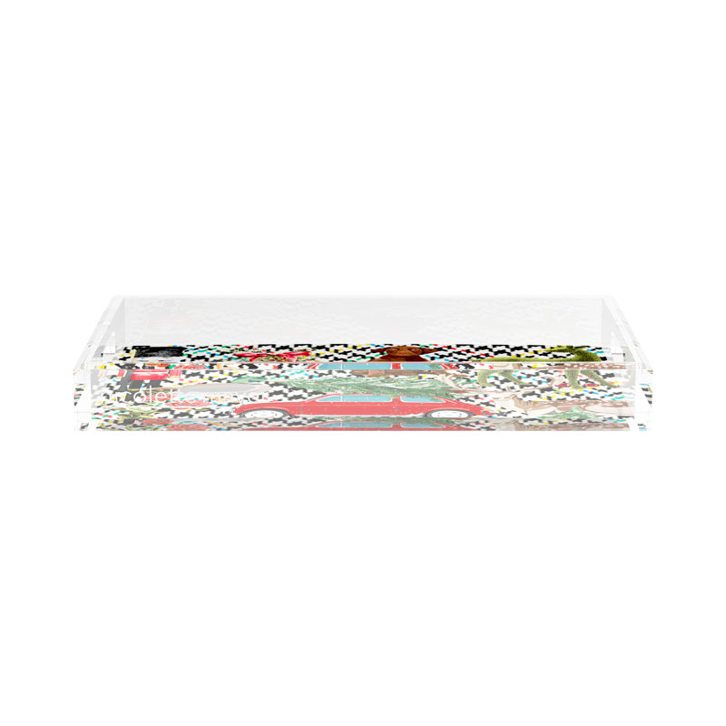Ultimate Christmas Plaid Acrylic Rectangle Decorative Tray, 12.5"W x 7.75"D x 2"H, Black/Green Plaid