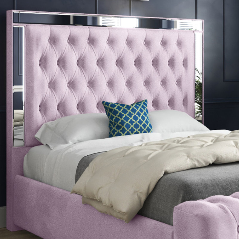 Aleck Upholstered Bed, Small Double (4'), Pink