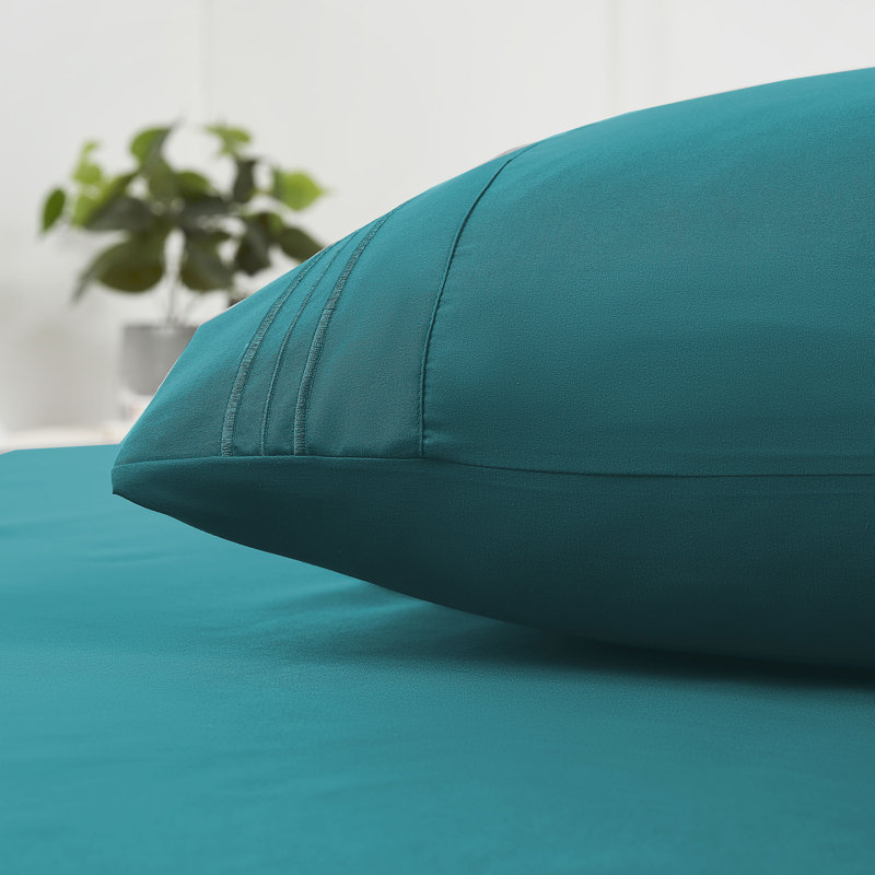 Luxury Embroidered Ultra Soft Microfiber Pillowcases (2-Pack) by Sweet Home Collection®, Standard Pillowcase , Teal