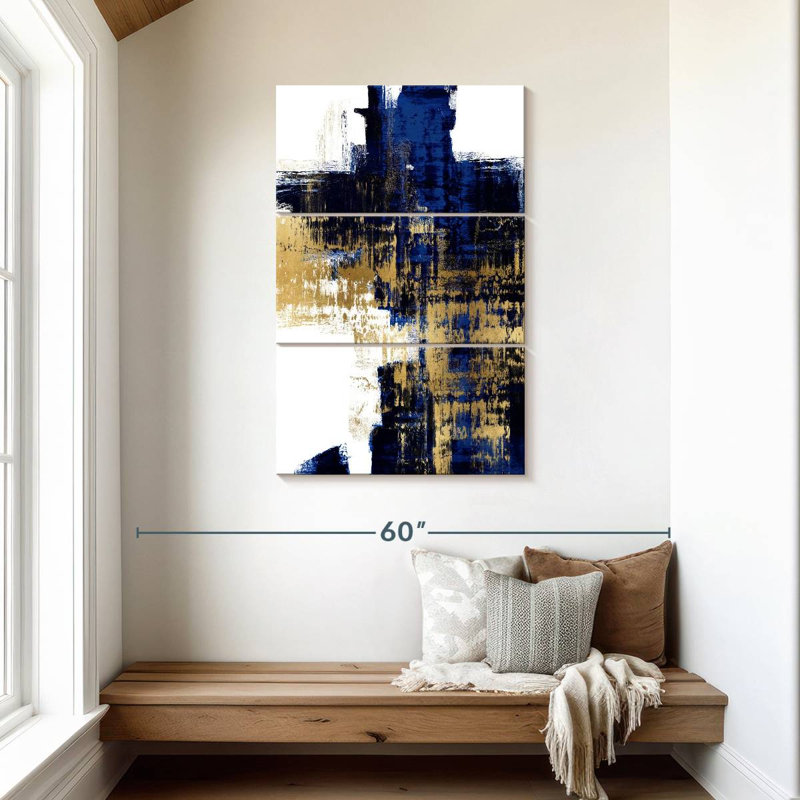 Avery Dynamic Gold On Blue II, 45" H x 28" W