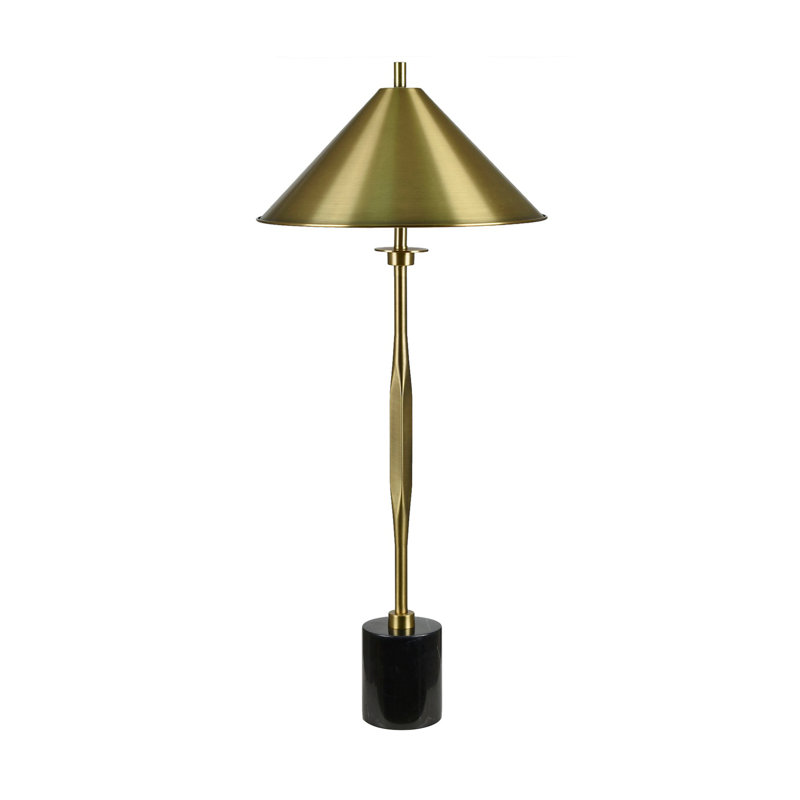 39.5" Marble Table Lamp With Brass Shade