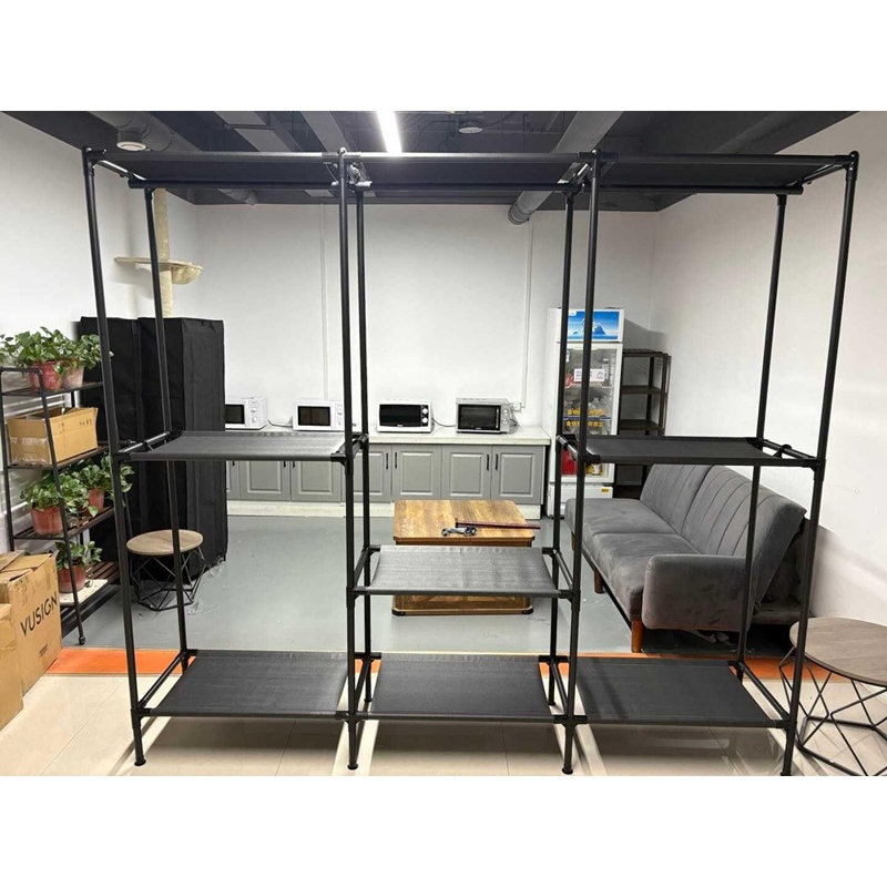 Organisateur portatif de garde-robe et de garde-robe portatif avec rails et tablettes suspendus pour la chambre à coucher