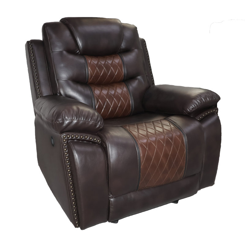 Riek Faux Leather Recliner, Power - Push Button