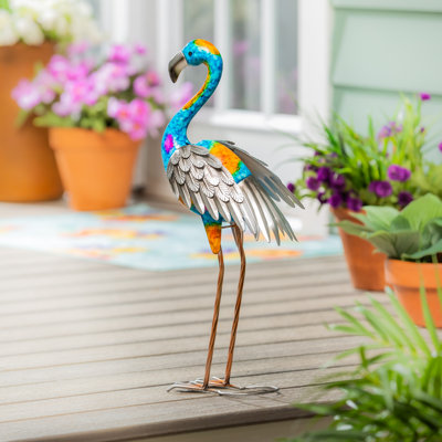 Metal Gradient Flamingo Garden Statue, 21.5in