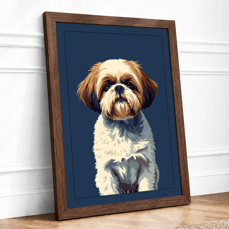 Portrait of a Spaniel Modern - Framed Print, A3 - 42.0 x 29.7 cm, Walnut