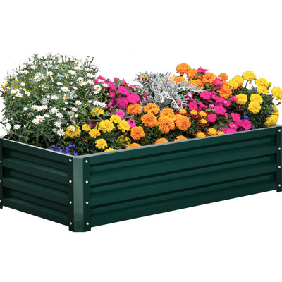 Boîte de jardin surélevée en acier galvanisé de 4 pi x 2 pi 1 po pour rehausser votre décor de fleurs colorées et de légumes frais