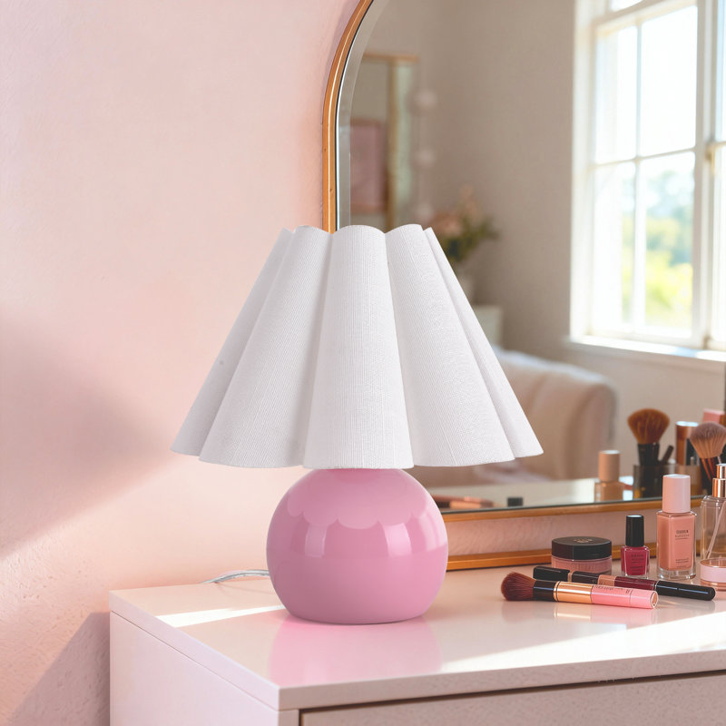 Lampe de table Lenee, Blanc, Oui, Rose