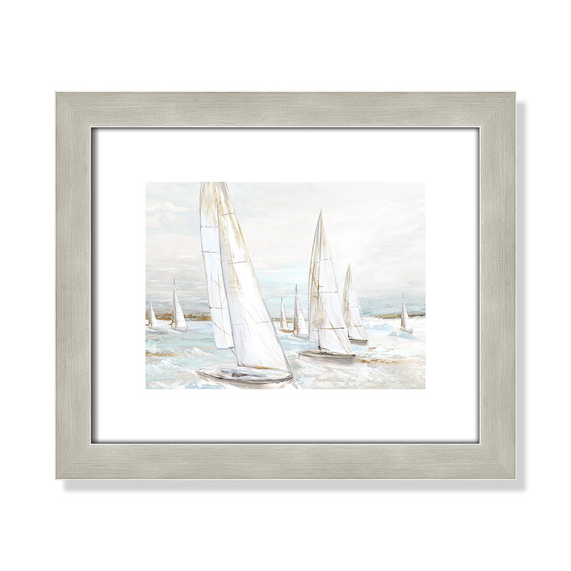 Windswept Sails I - Art encadré autoportant, H 13,5 po x l 15,5 po x P 1,25 po, Cadre argent chaud