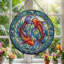 Panneau de vitrail Koi Fish, H 12 po-1064958951