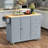 Rolling Mobile Kitchen Island with Solid Wood Top and Locking Wheels,52.7 Inch Width,Storage Cabinet and Drop Leaf Breakfast Bar,Spice Rack, Towel Rack & Drawer-1210873229