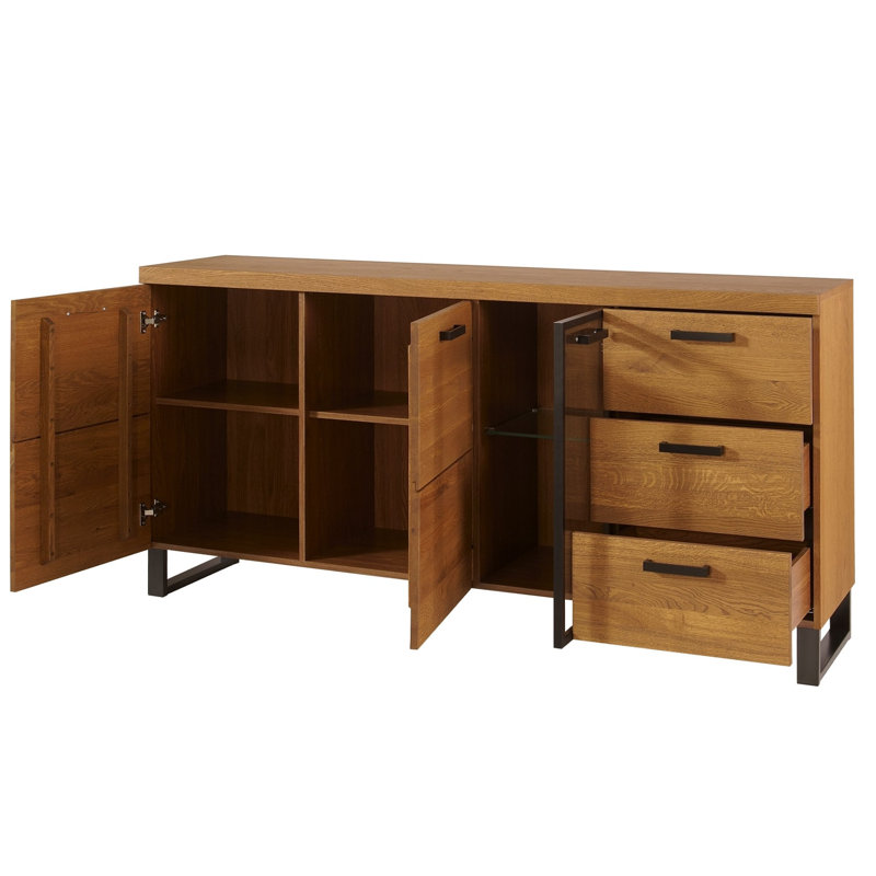 Laimondo Solid + Manufactured Oak Wood 3-Door 3-Drawer Sideboard