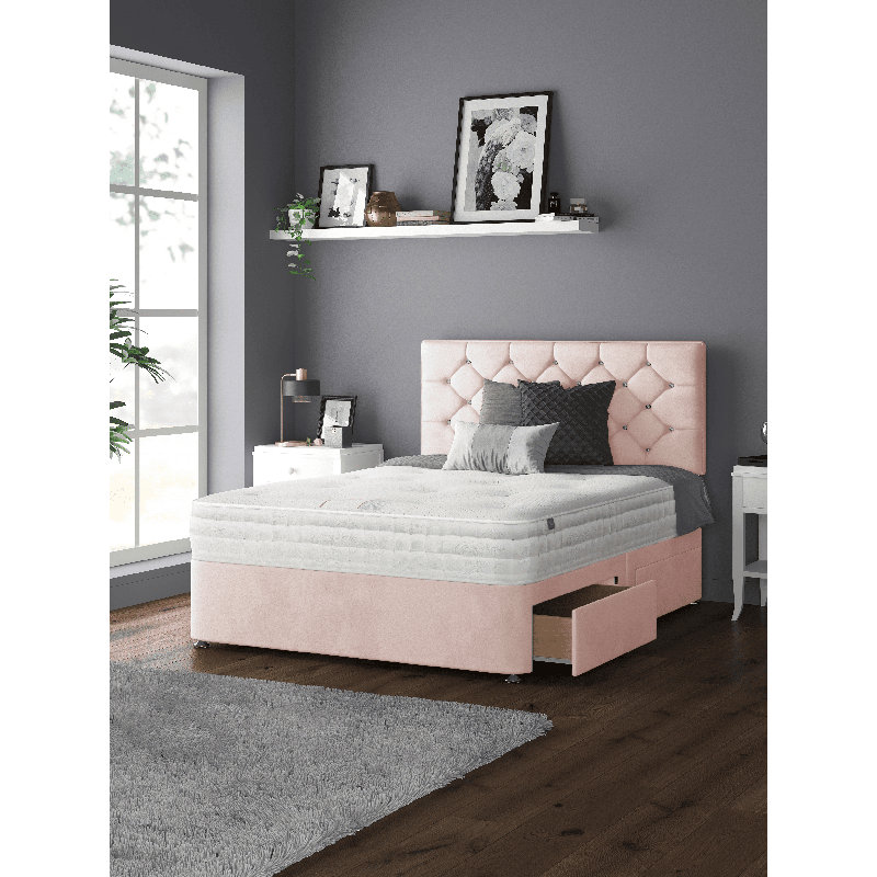 Hatmaker Divan Bed Base, Super King (6'), Pink, No Drawer
