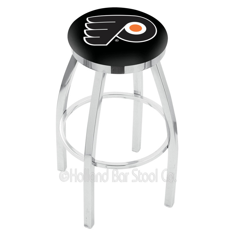 NHL 30" Swivel Bar Stool with Cushion, Flyers de Philadelphie - Noir, Chrome, Chrome