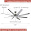 Ventilateur de plafond standard à DEL à 8 pales de 72 po Kenja avec commande murale et ensemble d'éclairage inclus-459741114