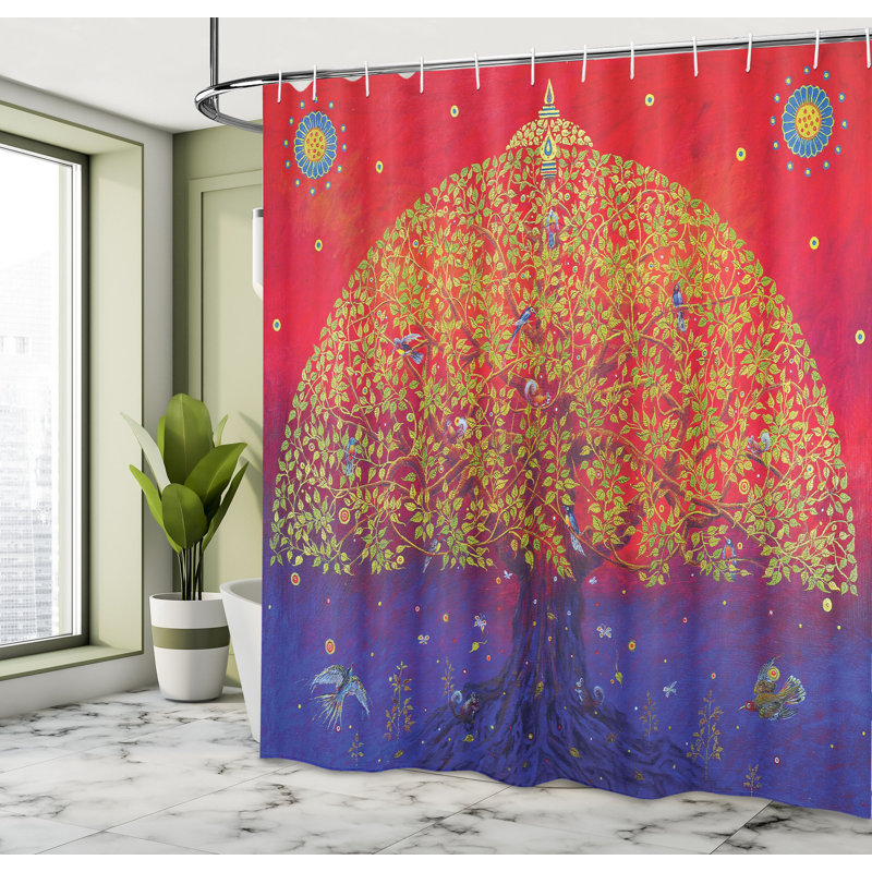 Floral Shower Curtain with Hooks Included, 69" W x 75" L