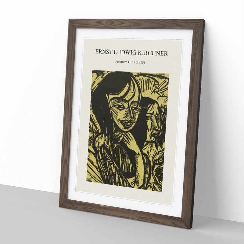Fehmarn Girls by Ernst Ludwig Kirchner - Single Picture Frame Print, 48cm H x 36cm W x 2cm D, Walnut Framed