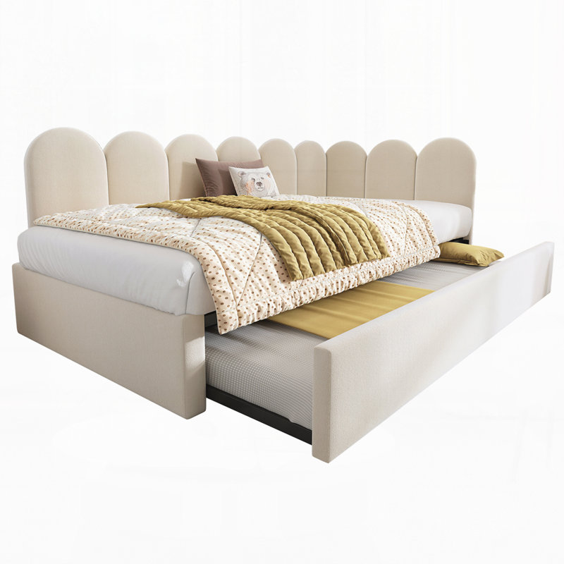 Lit de jour rembourré avec lit escamotable, Beige