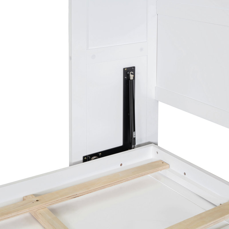 Lit escamotable en bois, Blanc, Grand lit