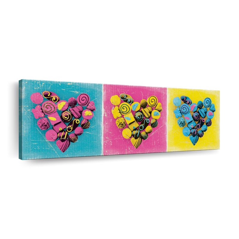 " Pastel Heart Chocolates " by PaintboxJenny, 8" H x 24" W x 1" D