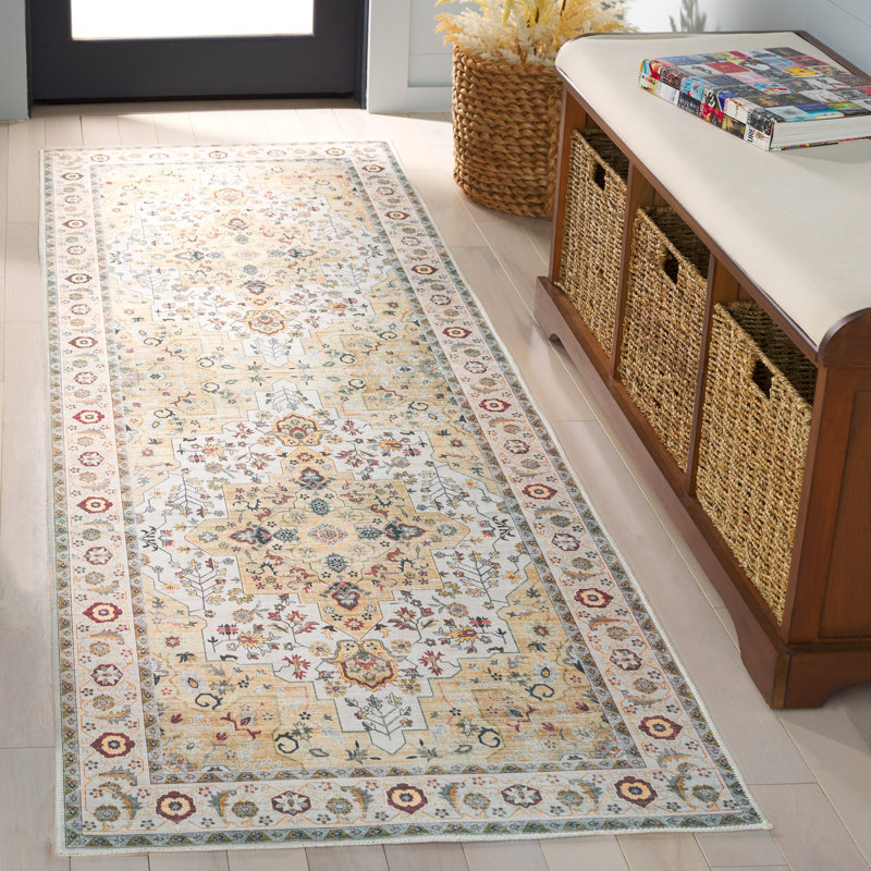 Tapis oriental lavable en machine Ceniya, Tapis de couloir 2 pi 6 po x 8 pi