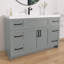 Meuble-lavabo de 48 po sans lavabo supérieur, base d'armoire seulement, rangement de salle de bain à 6 tiroirs, conception à deux portes, eau, résistant aux taches, gris, non assemblé-118473470