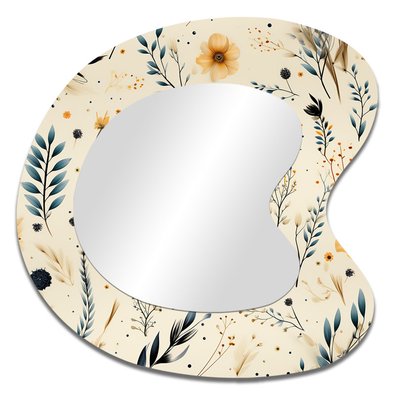 Nomadic Whispers Boho Pattern - Geometric Unique Shape Decorative Mirror, Modern Asymmetrical Large Wall Mirror, Printed Metal Art